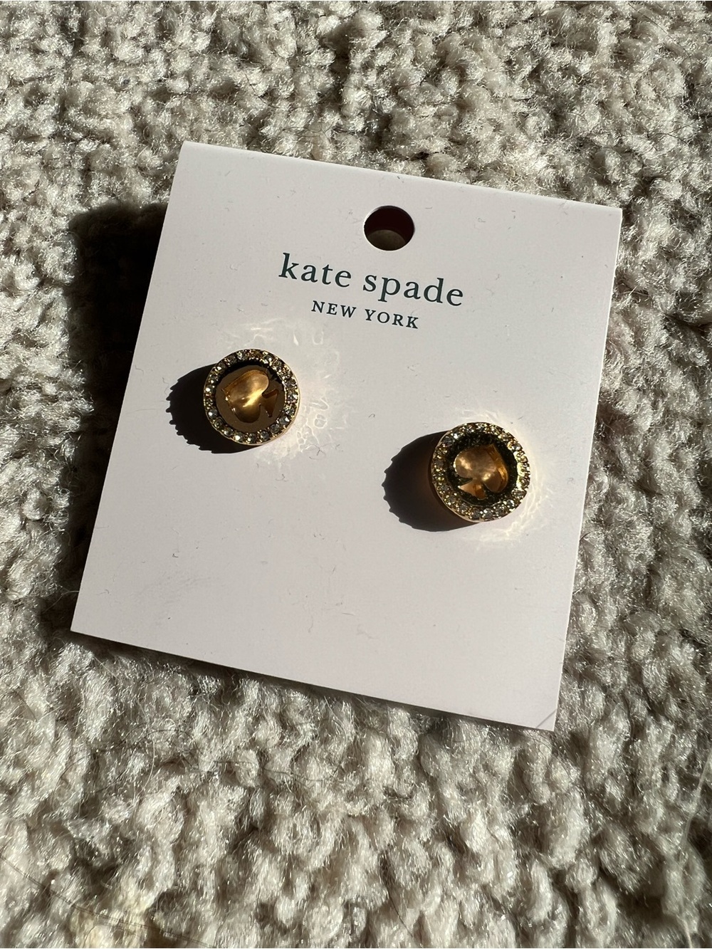 kate spade New York Gold Crystal Heart Stud Earrings